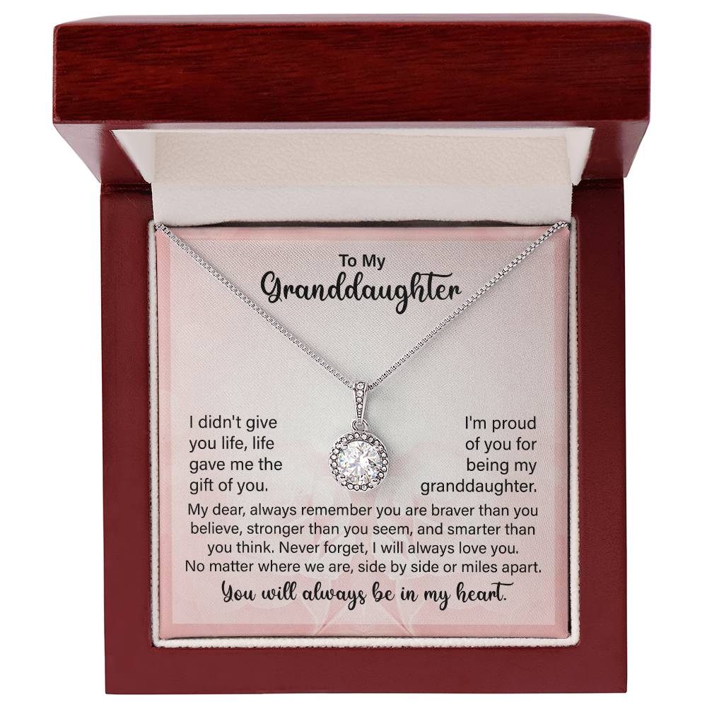 To My Granddaughter Necklace, No Matter Where We Are, Side By Side Miles Apart, You Will Always In My Heart.