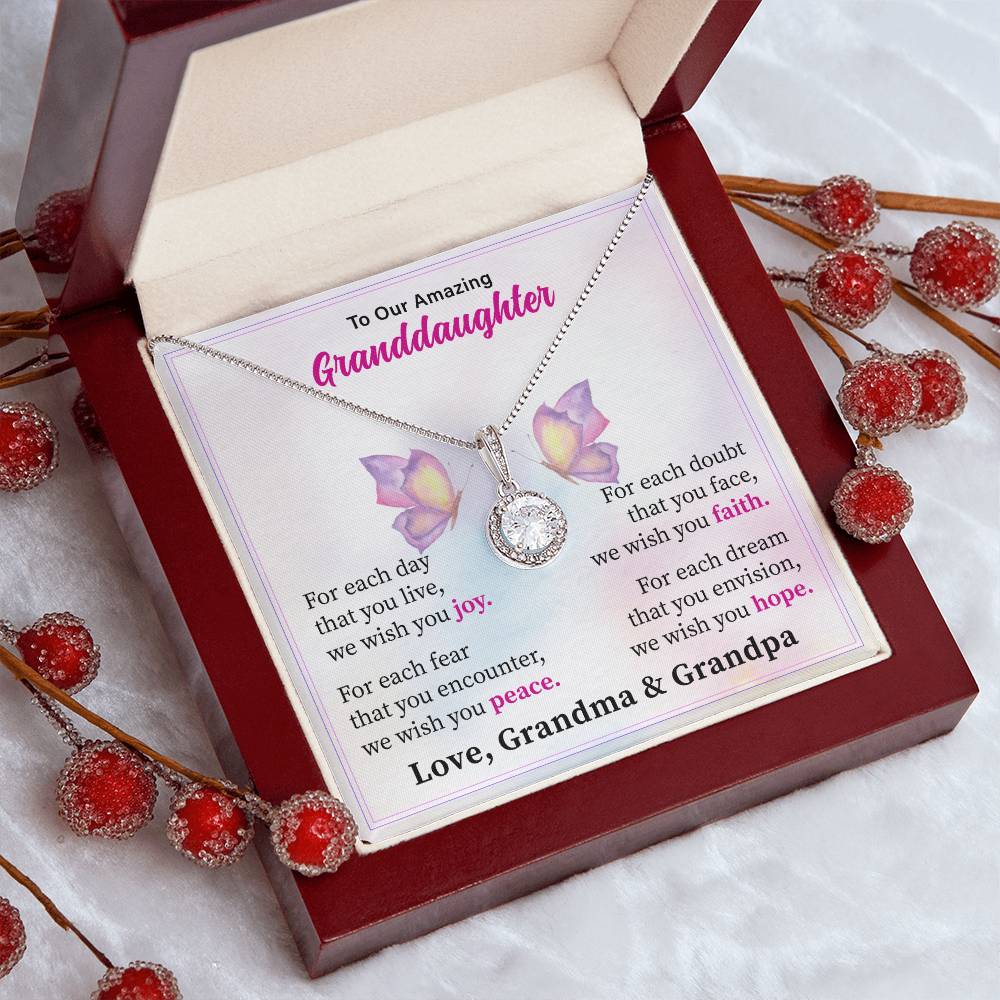 To Our Amazine Granddaughter Necklace, Love Grandma And Grandpa