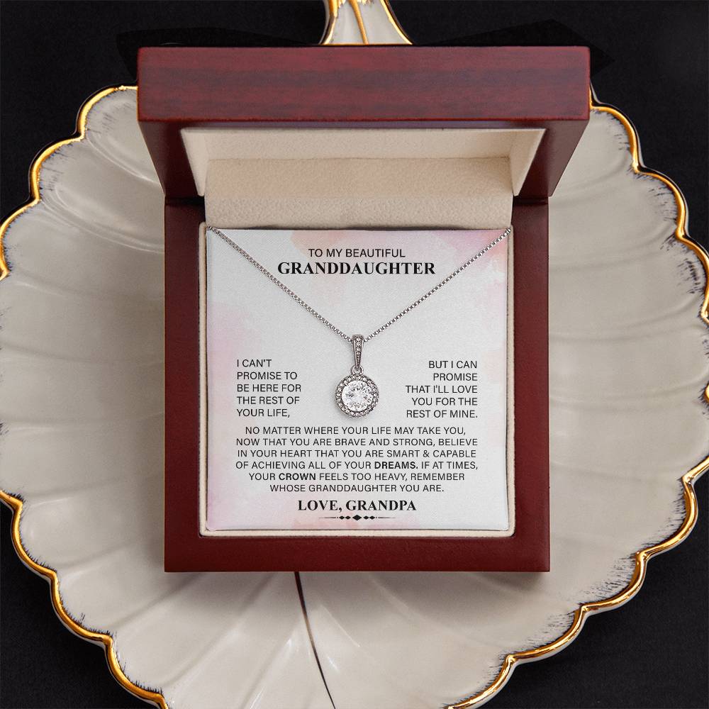 To My Beautiful Granddaughter Necklace, Your Crown Feels Too Heavy, Remember Whose Granddaughter You Are, Love From Grandpa.