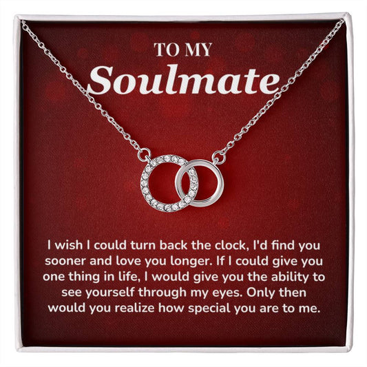 Soulmate Necklace Gift for Her With Red Message Card
