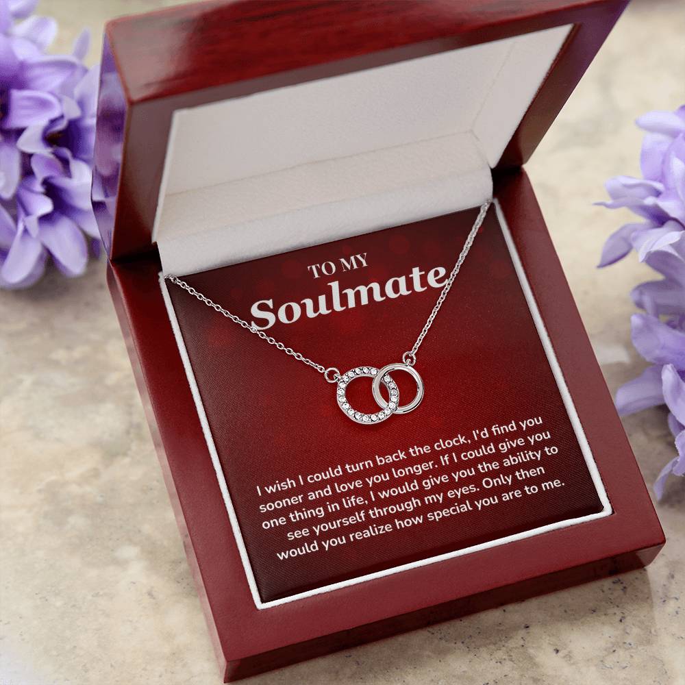 Soulmate Necklace Gift for Her With Red Message Card