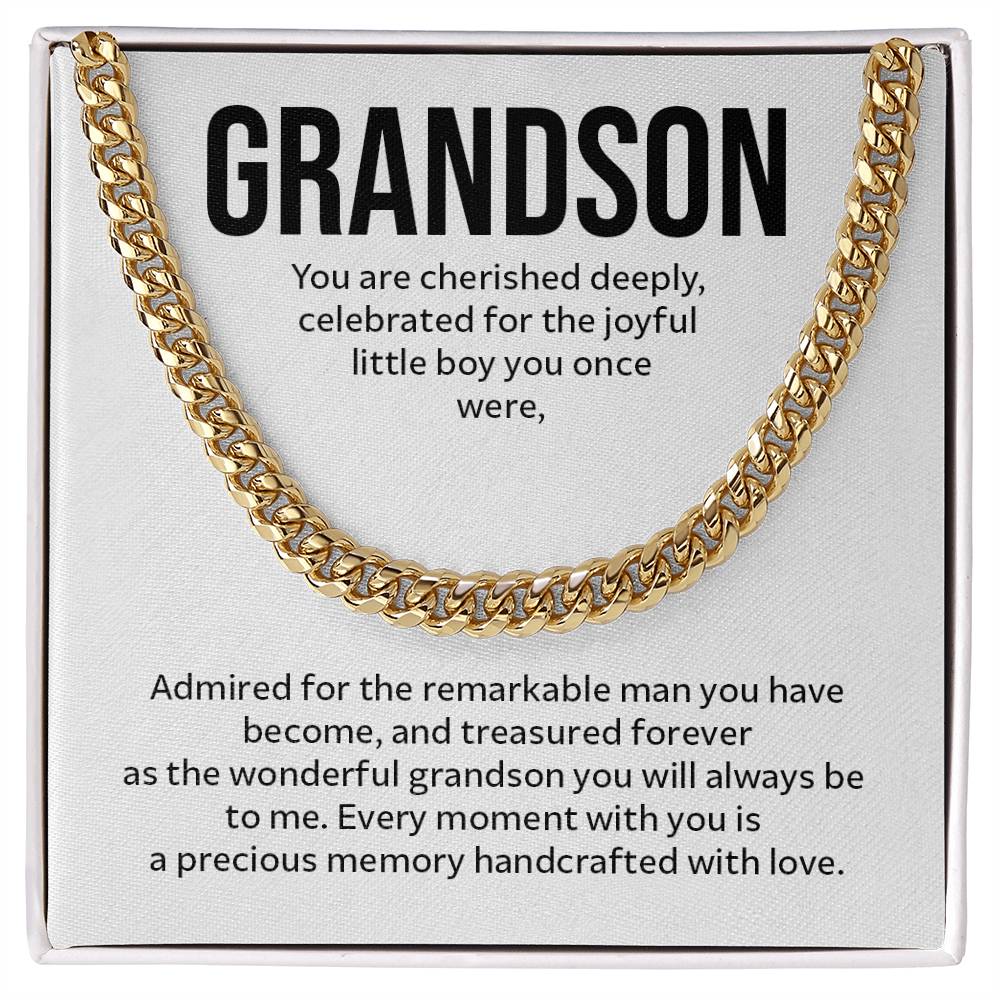 Cuban Chain Necklace Gift for Grandson from Grandparent