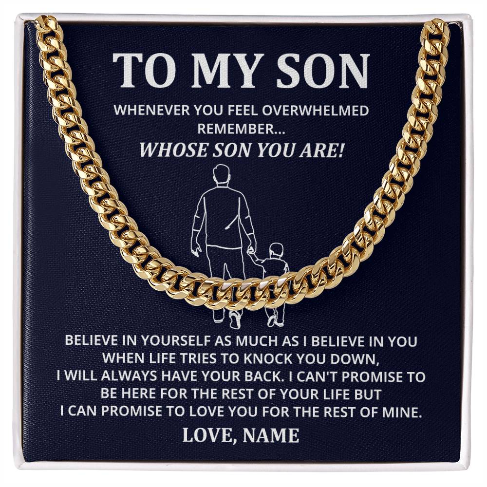 To My Son Cuban Chain Gift from Dad with Card