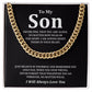 To My Son Cuban Chain Gift with Message Card