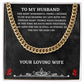 Husband Cuban Chain Necklace Gift from Wife – Stainless Steel Chain with Heartfelt Message Card