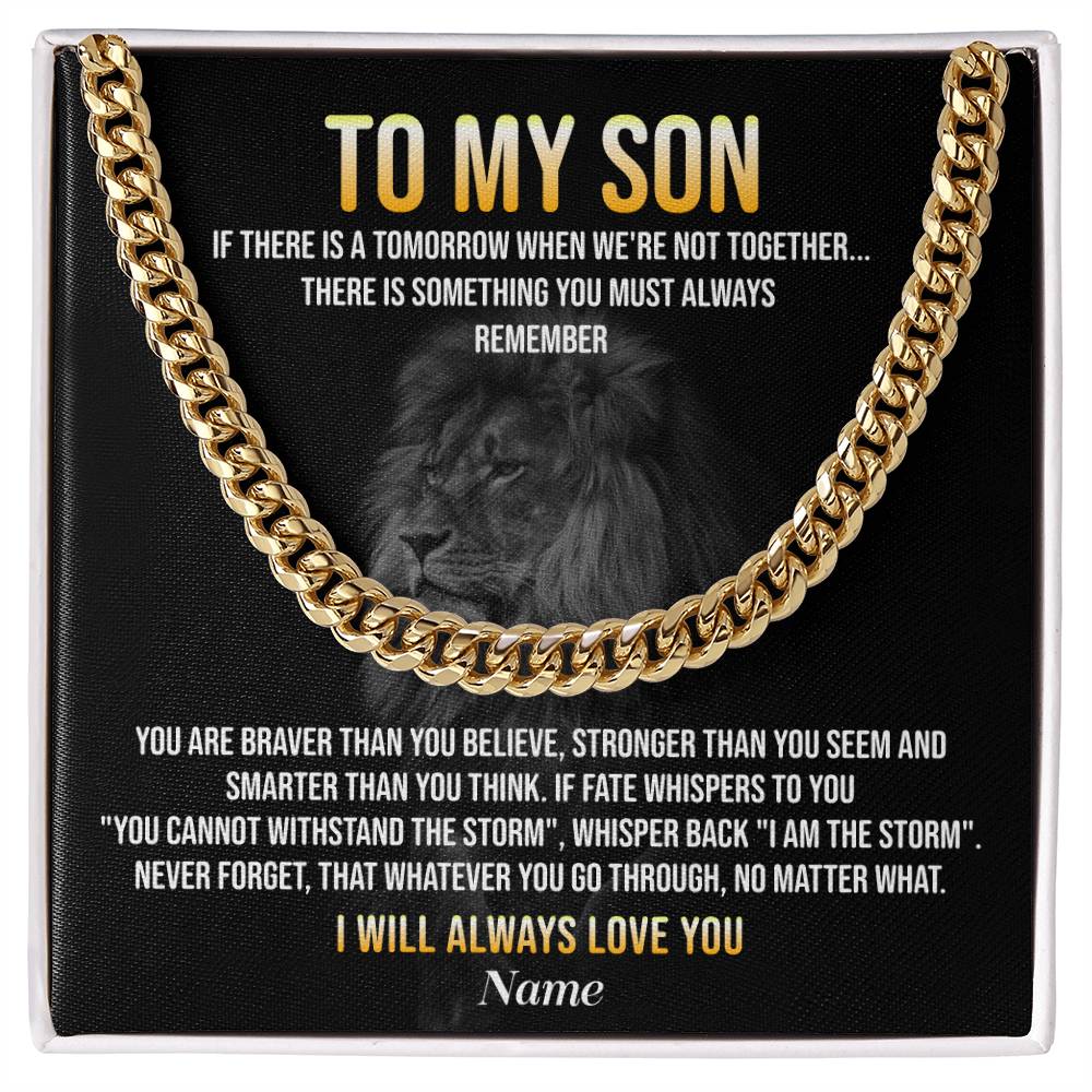 To My Son Lion Necklace Gift with Message Card