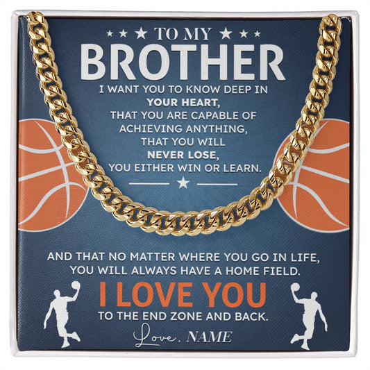 Basketball Necklace for Brother – Message Card Gift