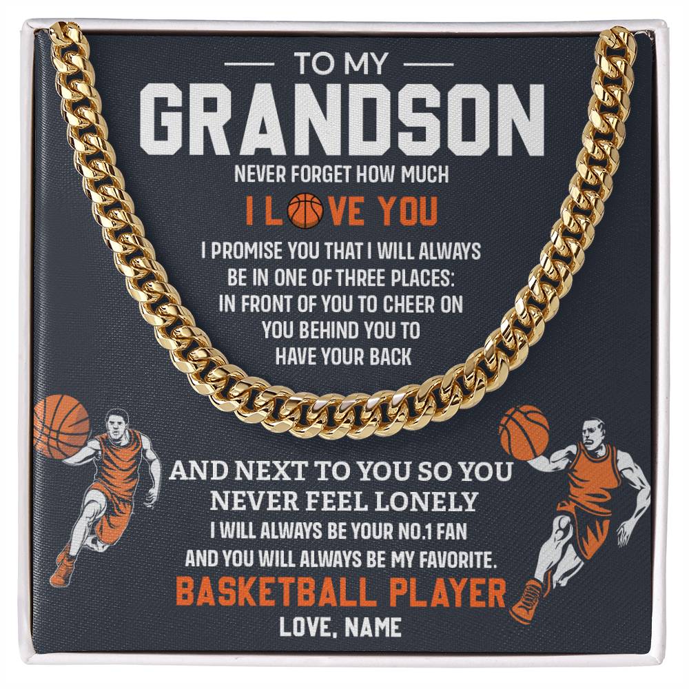 Grandson Basketball Necklace – Message Card Gift