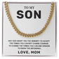 Christian Son Gift from Mom Cuban Chain & Card