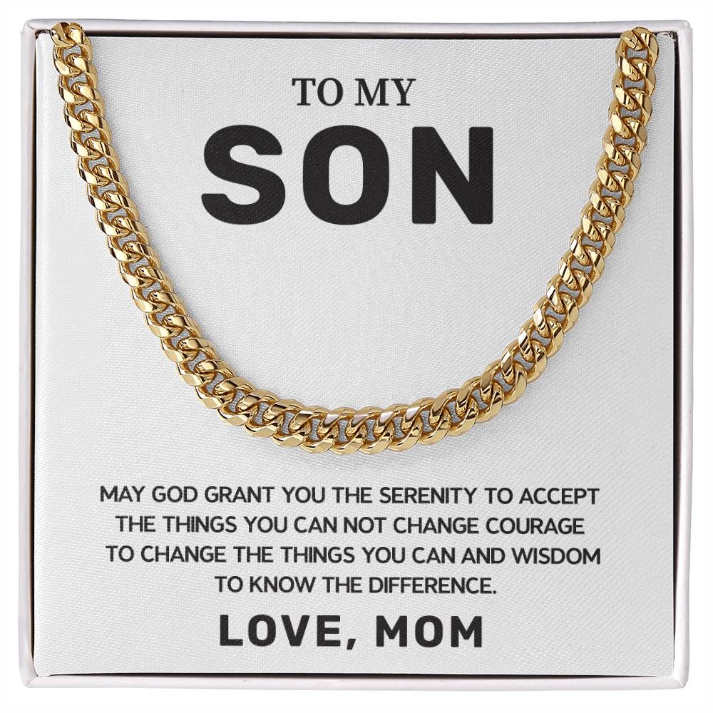 Christian Son Gift from Mom Cuban Chain & Card