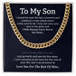 To My Son Cuban Chain Necklace – Emotional Gift with Message Card