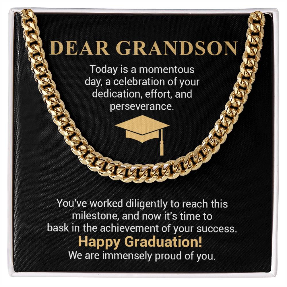 Graduation Gift for Grandson Cuban Chain Necklace
