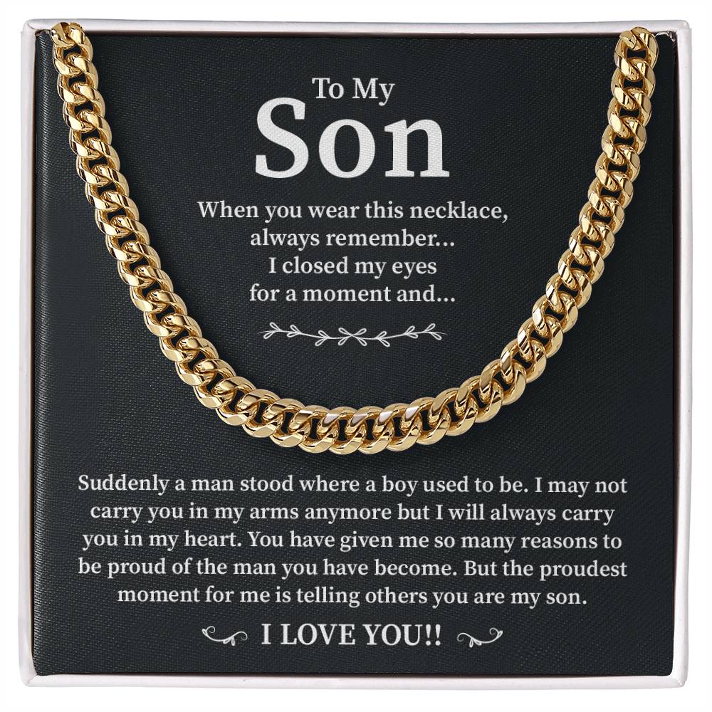 Cuban Chain Gift for Son from Mom – Proud Mother Lion Message Box