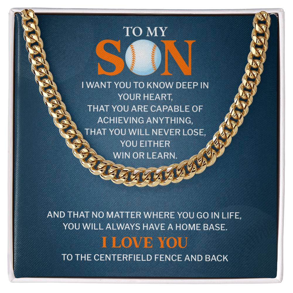 Baseball Son Gift Cuban Chain – Message Card Box