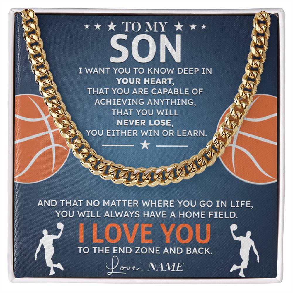 Inspirational Son Basketball Necklace with Card