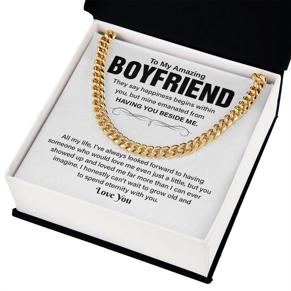 Cuban Chain Necklace Gift for Boyfriend with Gift Box