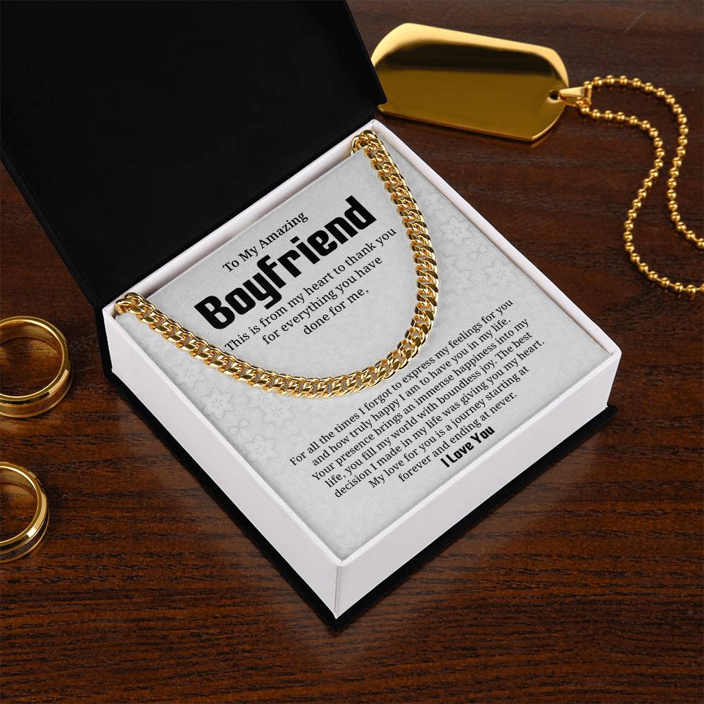 Appreciation Necklace for Boyfriend with Card