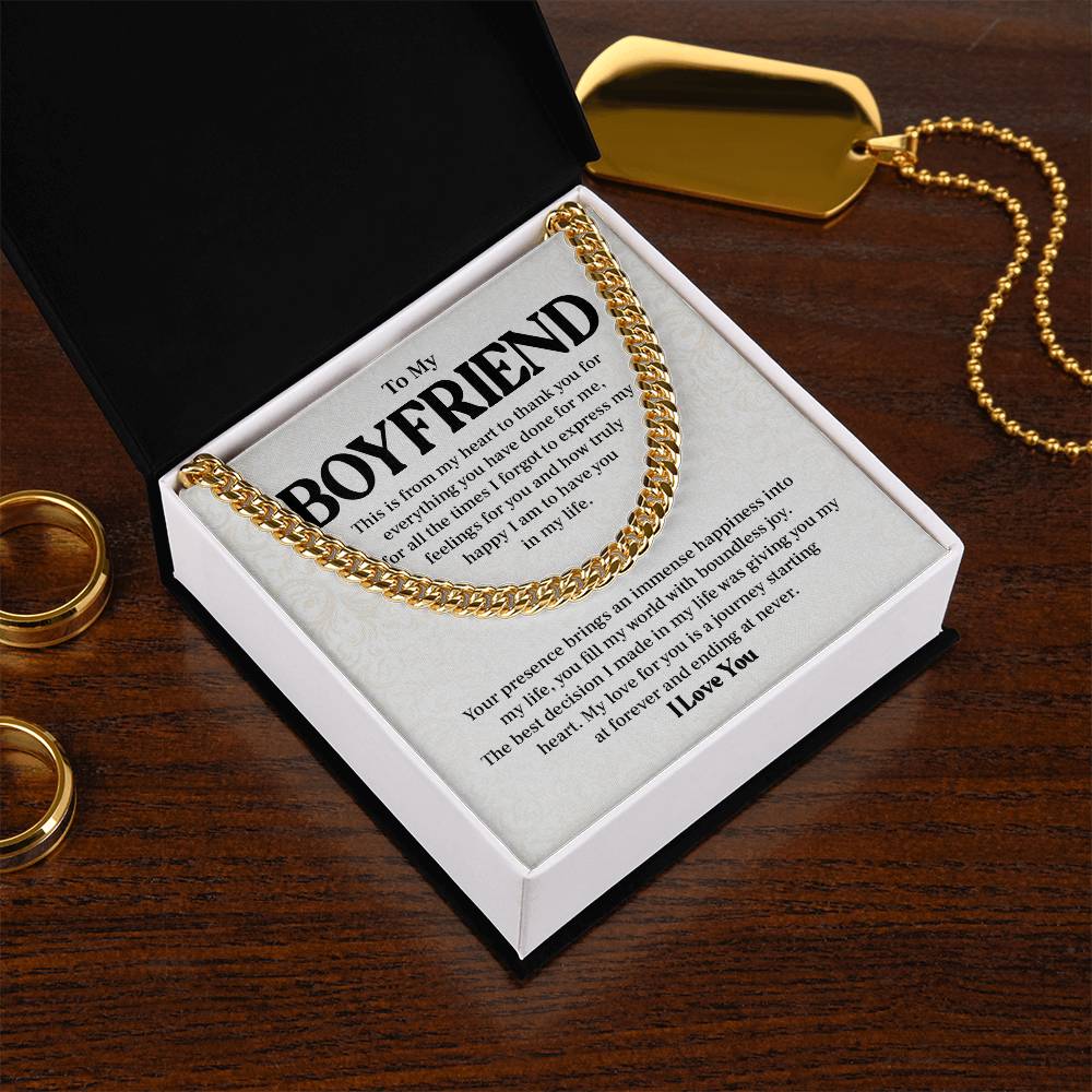 Boyfriend Necklace Gift for Him – with Message Card