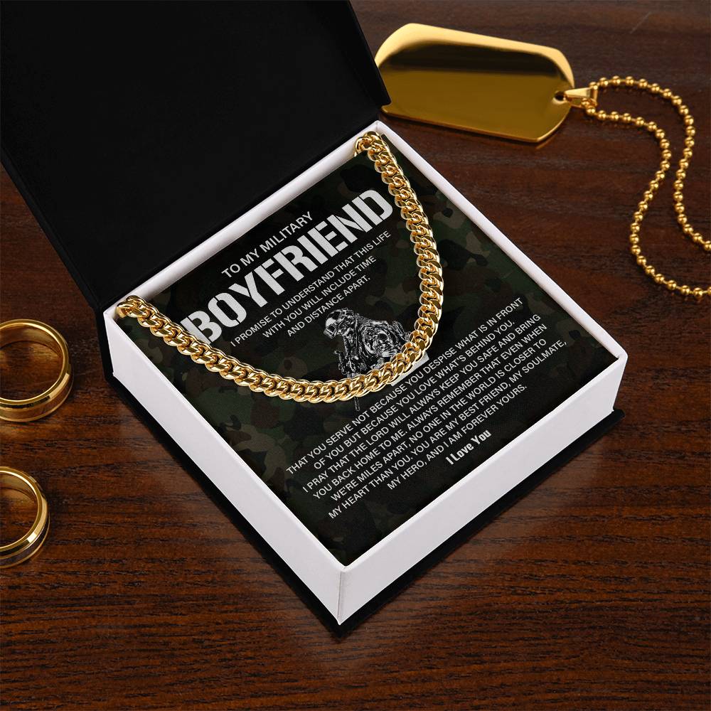 Military Boyfriend Gift – Cuban Chain with Message Card