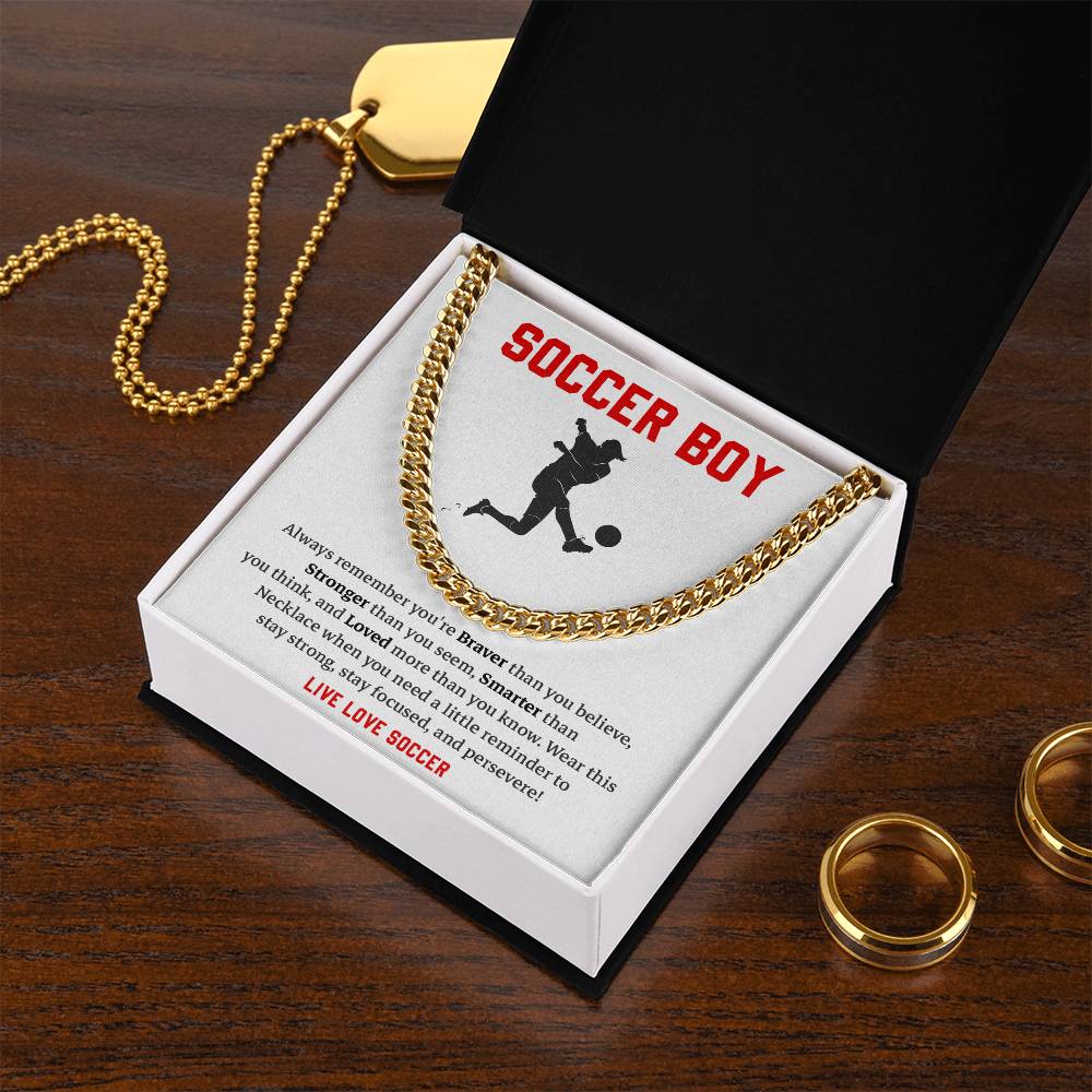 Soccer Boy Cuban Chain Gift for Teen – Message Card