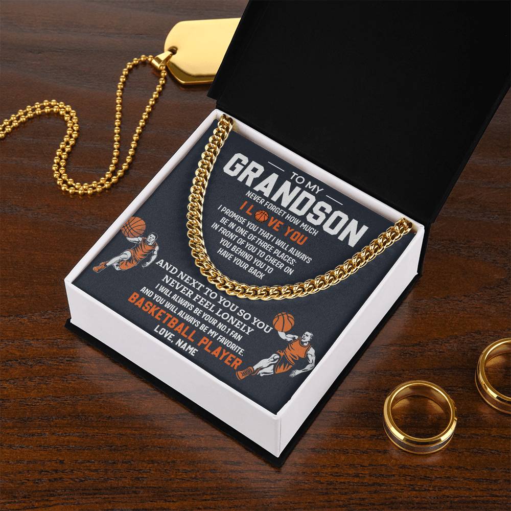 Grandson Basketball Necklace – Message Card Gift