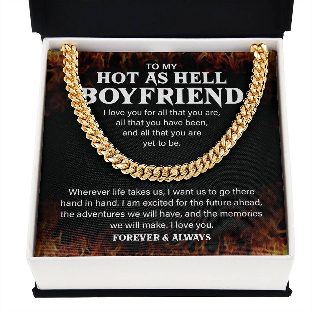 Hot Boyfriend Gift – Cuban Chain with Fire Message