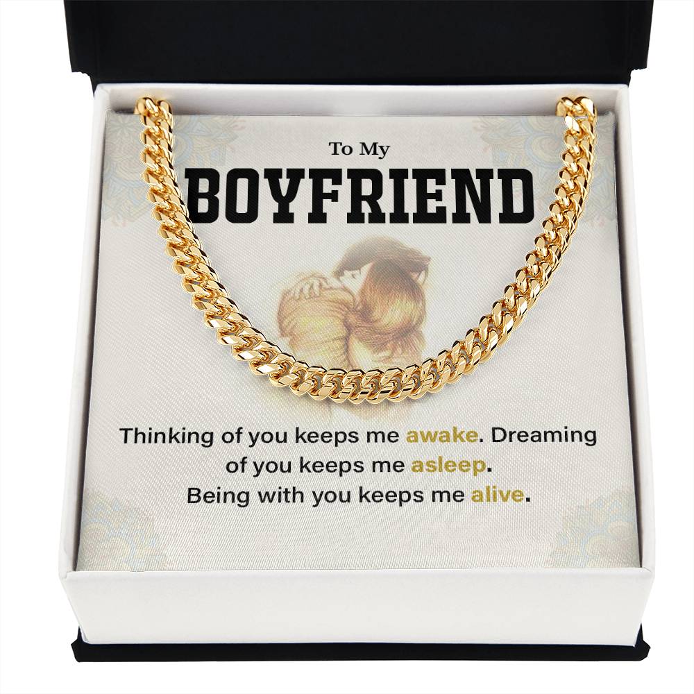 Boyfriend Cuban Chain Necklace Gift with Message Card