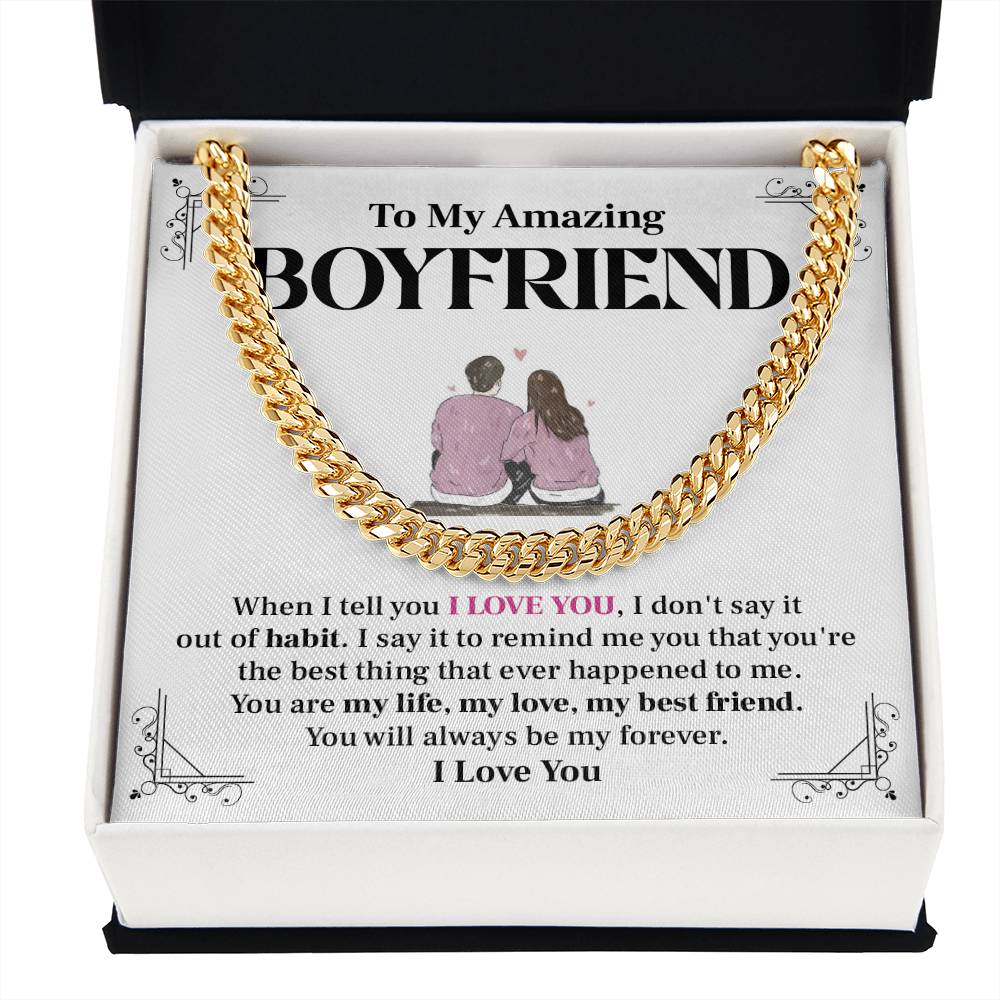 Cuban Chain for Boyfriend – Love & Habit Message Card