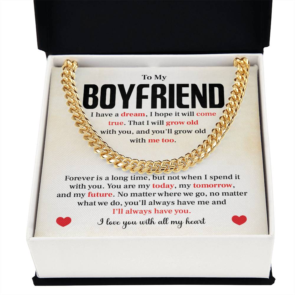 Cuban Link Chain Necklace Gift for Him with Gift Box