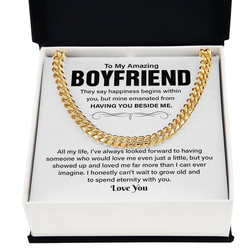 Cuban Chain Necklace Gift for Boyfriend with Gift Box