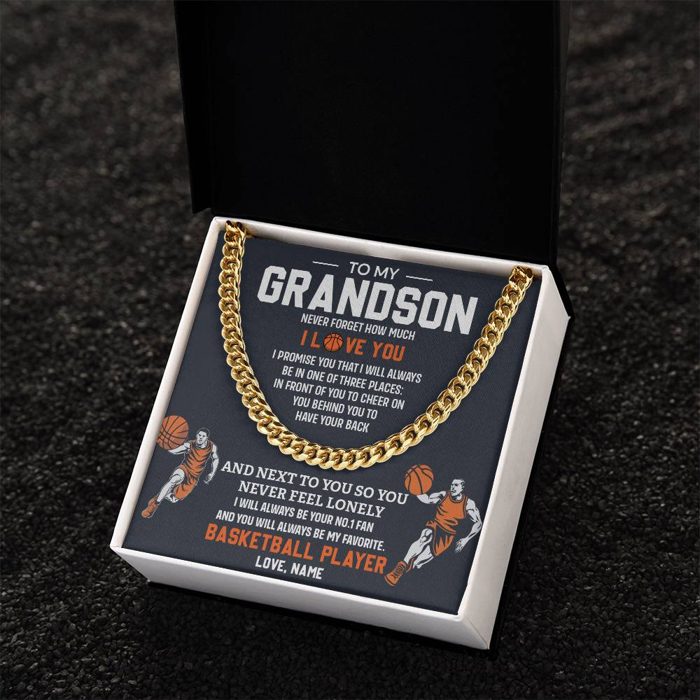Grandson Basketball Necklace – Message Card Gift