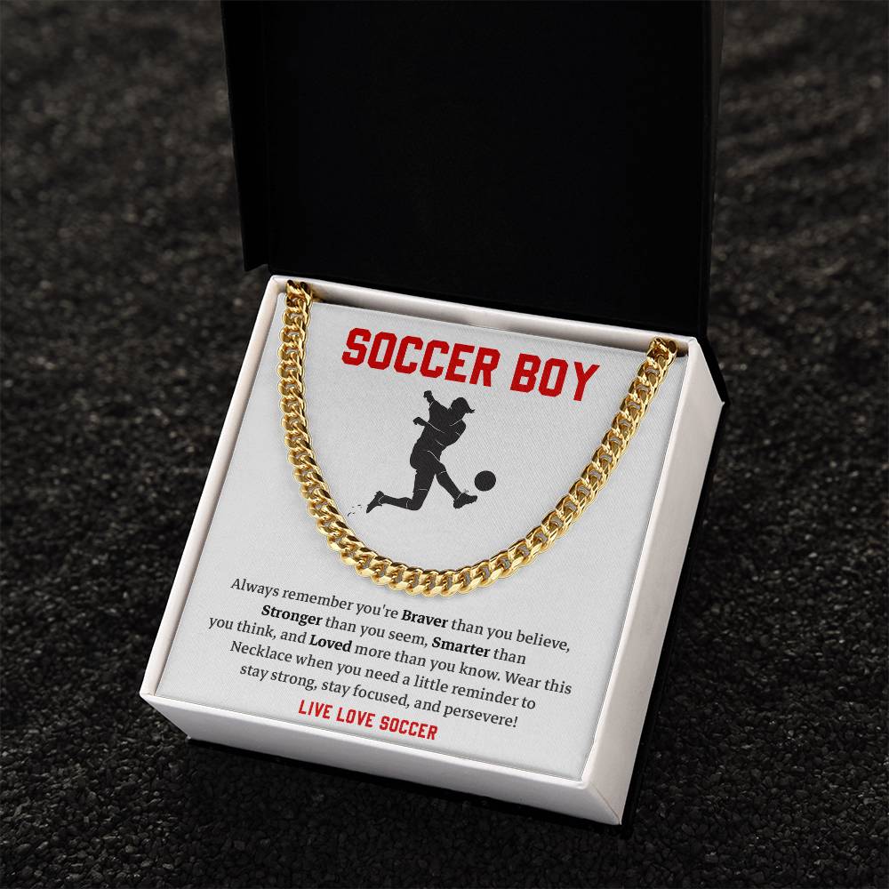 Soccer Boy Cuban Chain Gift for Teen – Message Card