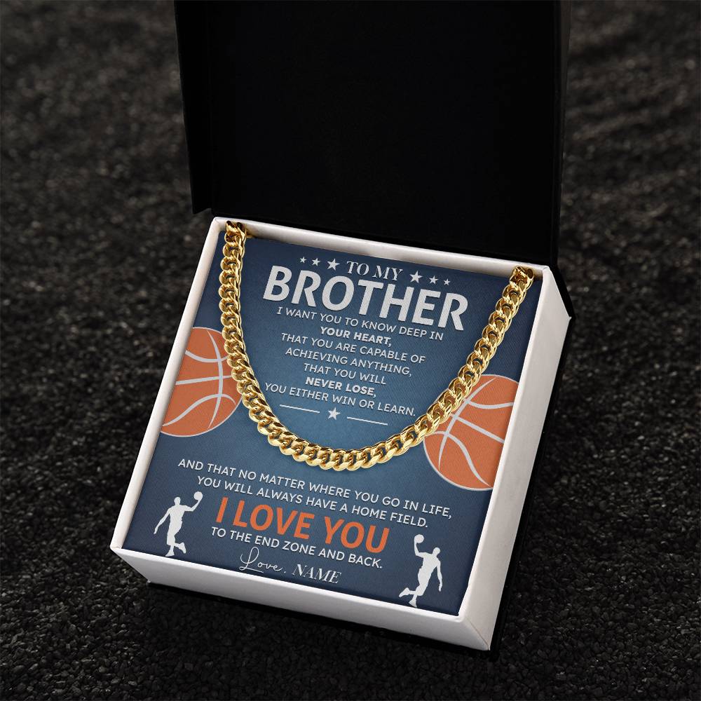 Basketball Necklace for Brother – Message Card Gift