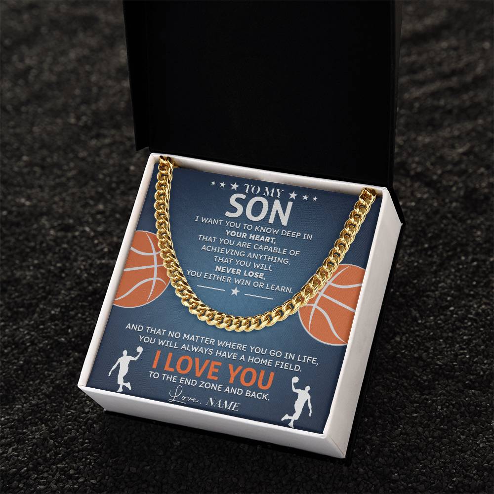 Inspirational Son Basketball Necklace with Card