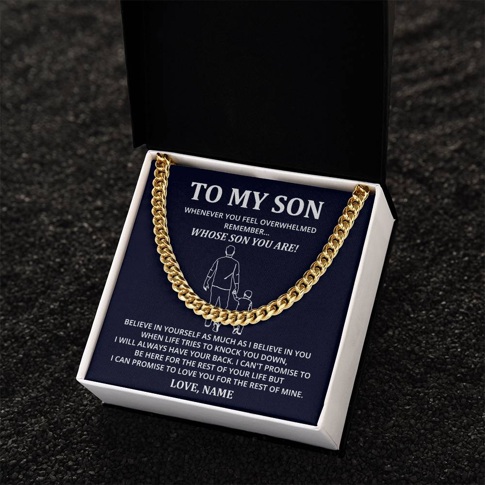 To My Son Cuban Chain Gift from Dad with Card