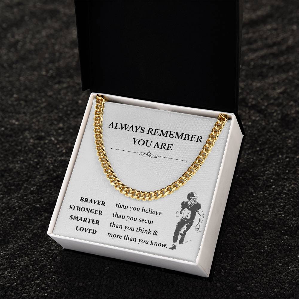 Football Necklace Gift for Boys – Motivational Card
