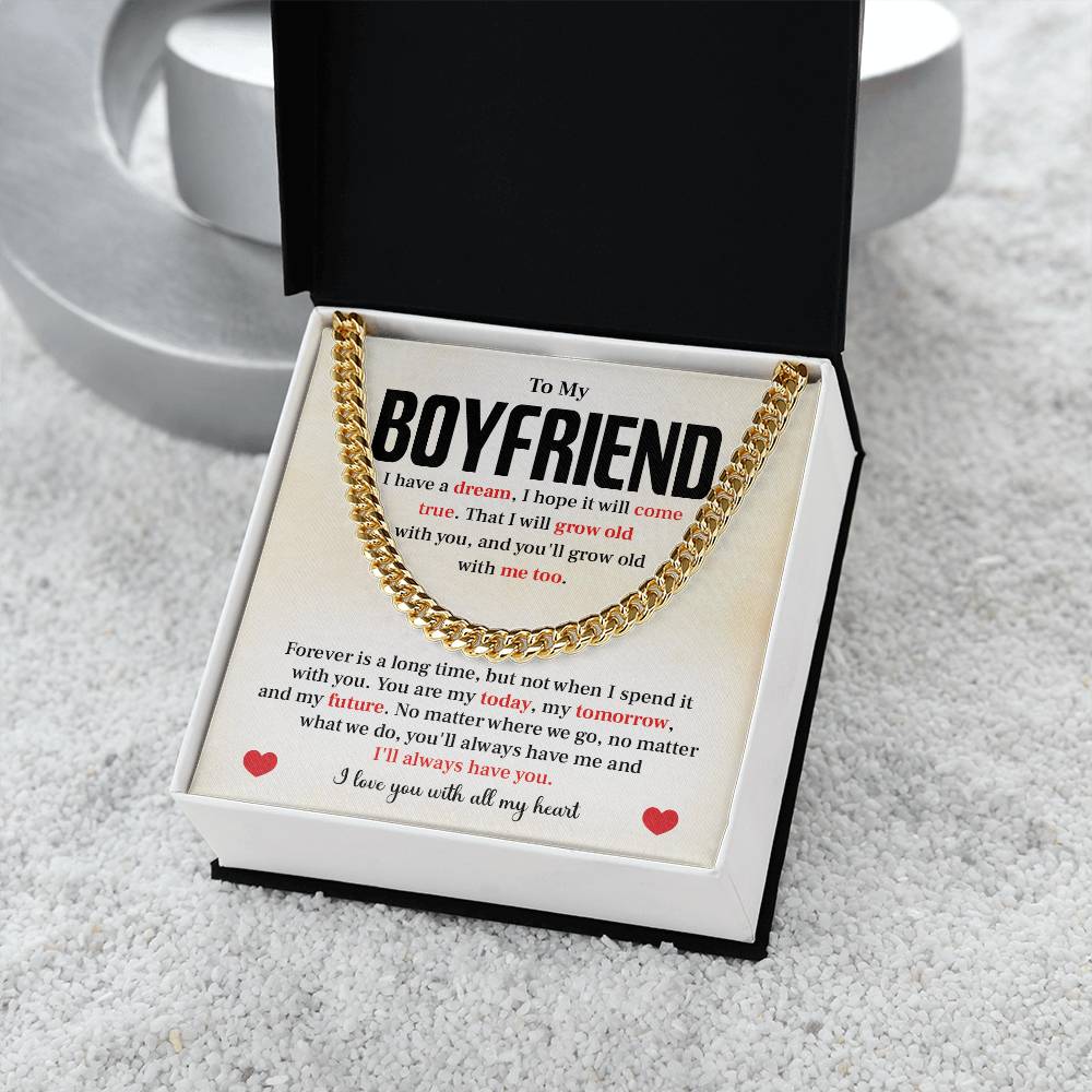 Cuban Link Chain Necklace Gift for Him with Gift Box