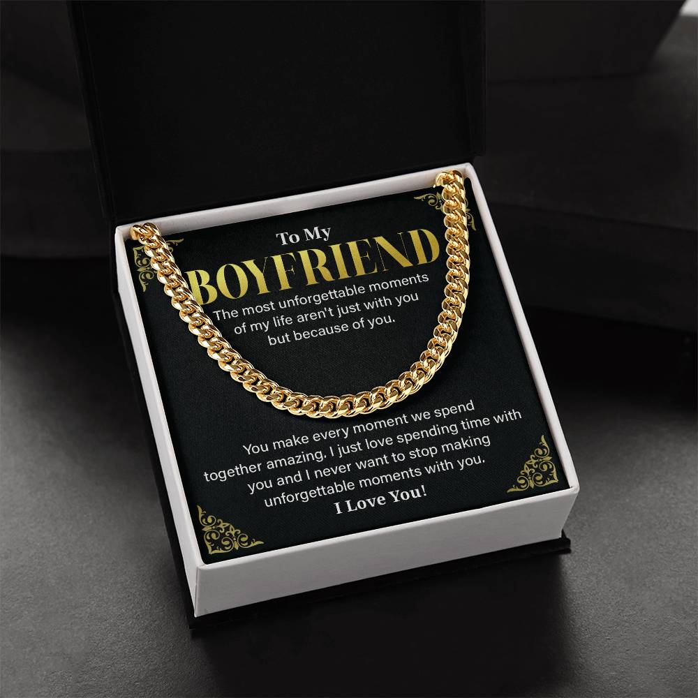 Boyfriend Cuban Chain Necklace with Gift Card & Box