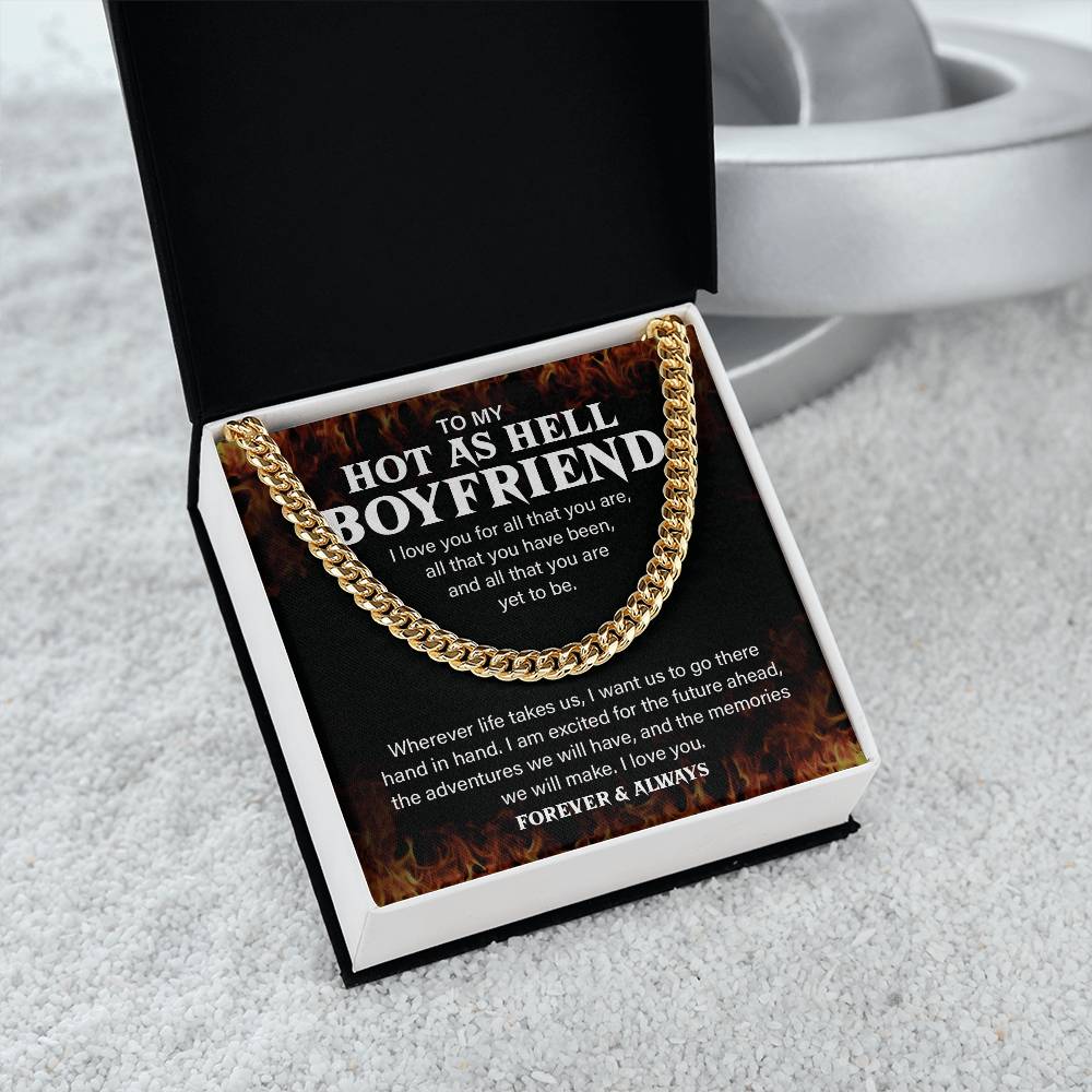 Hot Boyfriend Gift – Cuban Chain with Fire Message