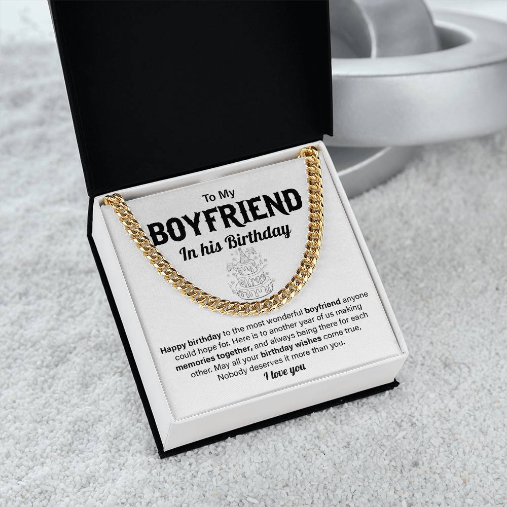 Birthday Necklace Gift for Boyfriend with Card & Box