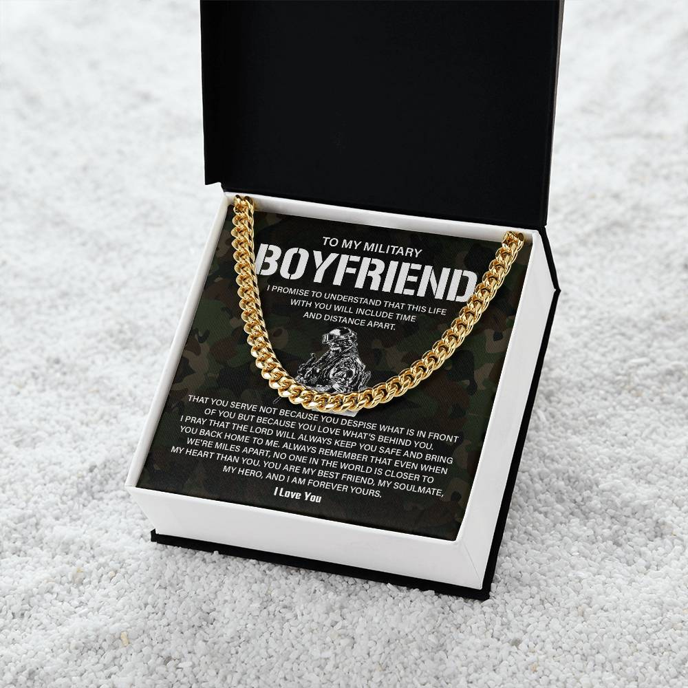 Military Boyfriend Gift – Cuban Chain with Message Card