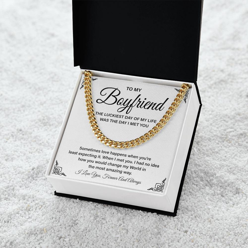 Boyfriend Gift – Cuban Chain with Lucky in Love Message