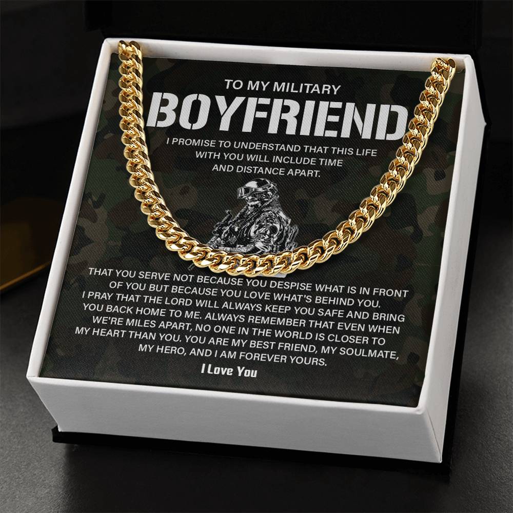 Military Boyfriend Gift – Cuban Chain with Message Card