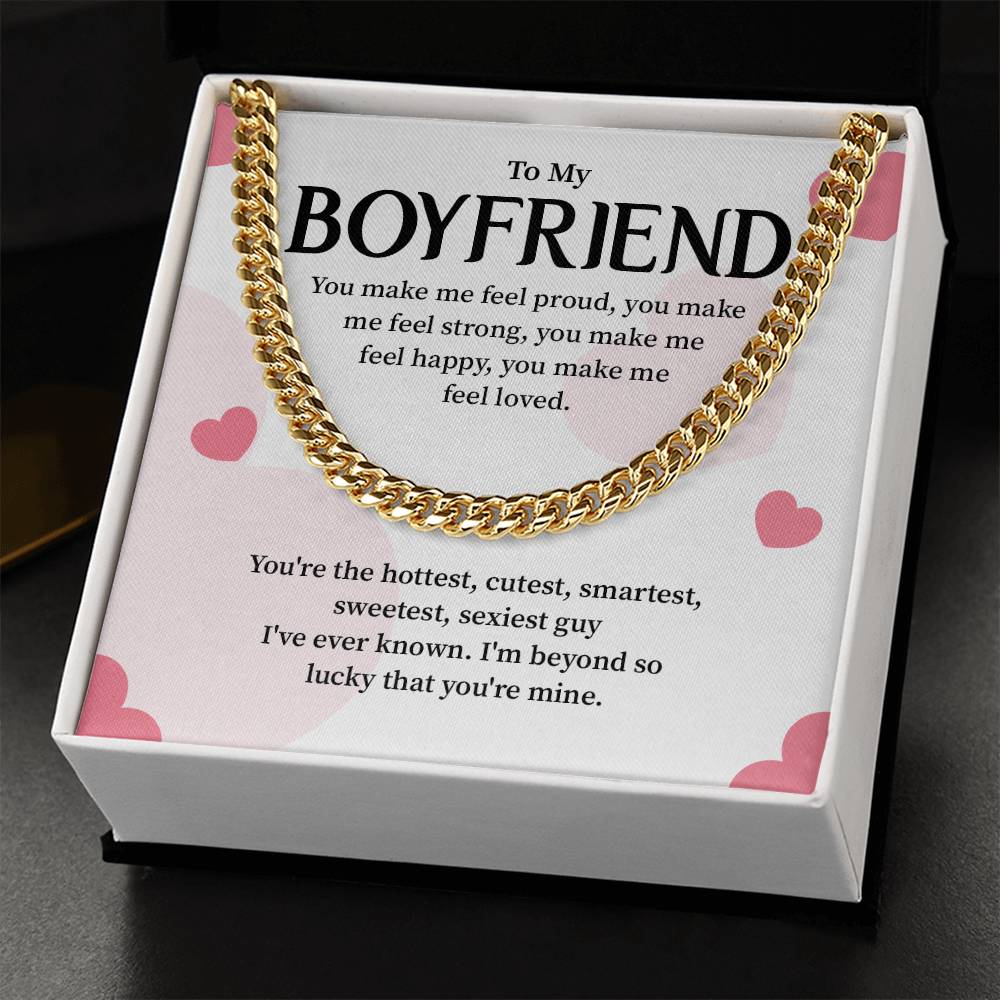 Cuban Chain Gift for Boyfriend with Message Card