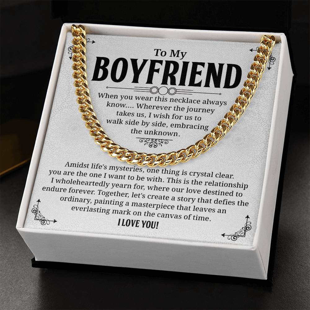 Romantic Cuban Chain Necklace Gift for Boyfriend with Box