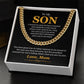 Cuban Chain Gift for Son from Mom with Message Card