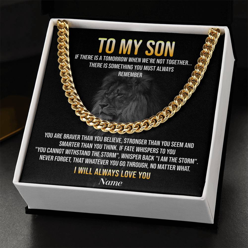 To My Son Lion Necklace Gift with Message Card