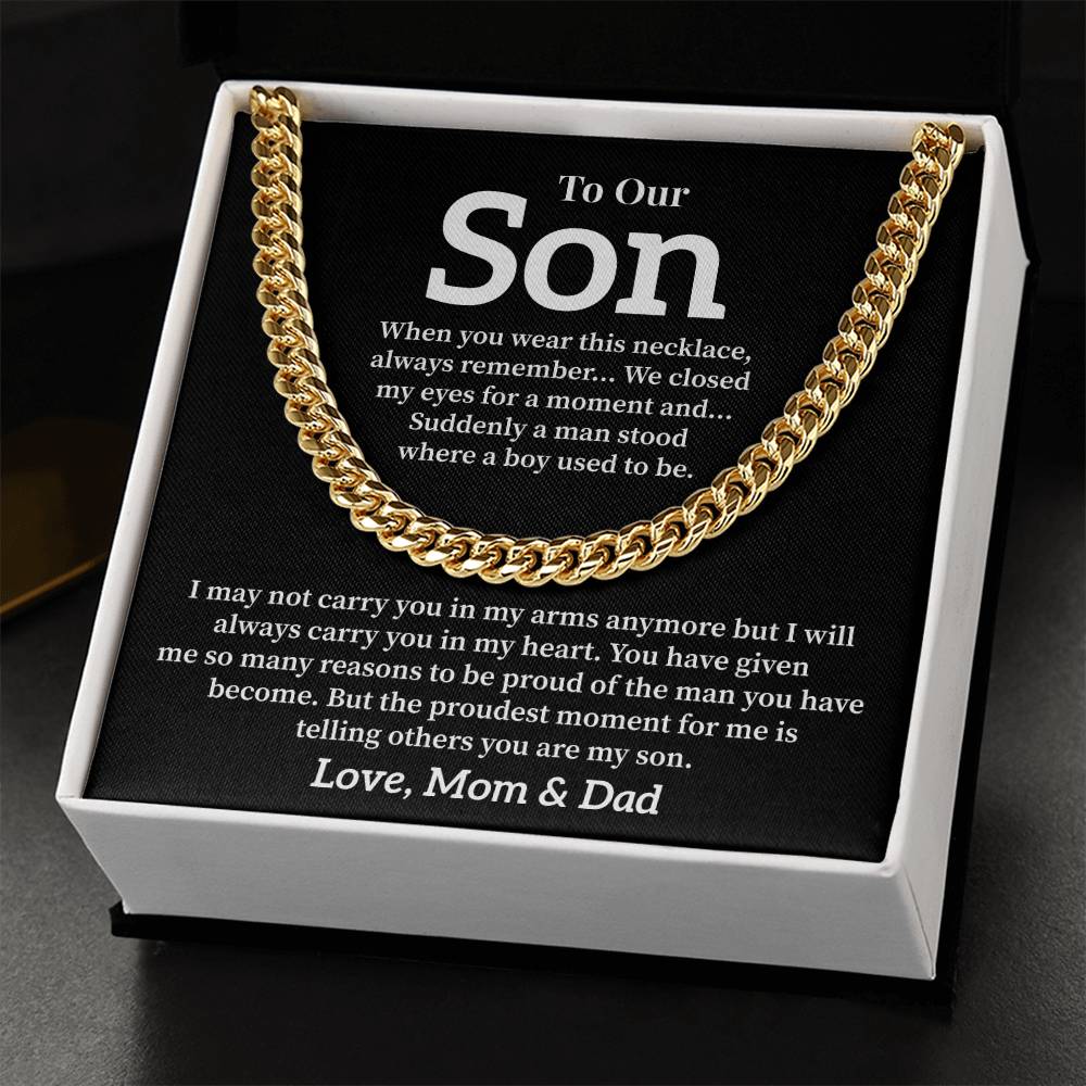 Gift Necklace for Son from Mom and Dad – Sentimental Message Card
