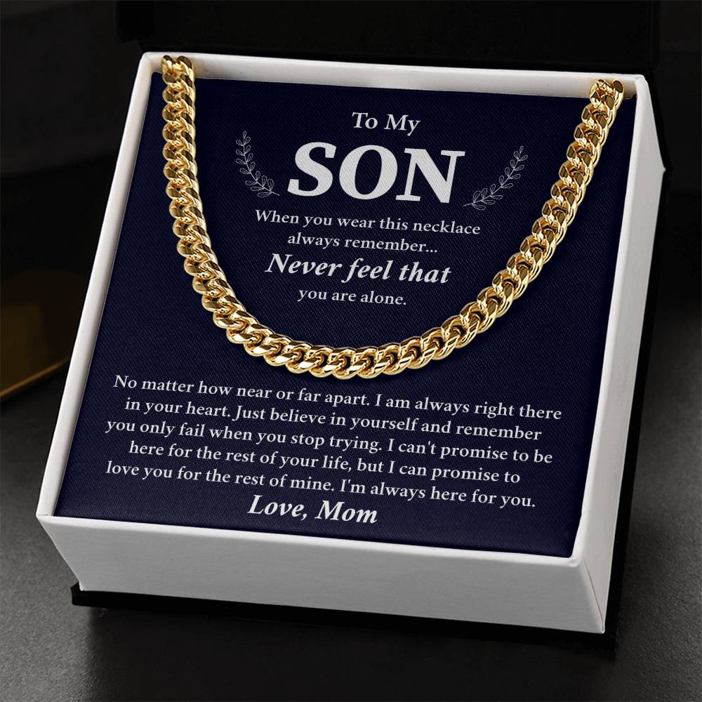 Son Gift from Mom – Cuban Chain Necklace with Emotional Card