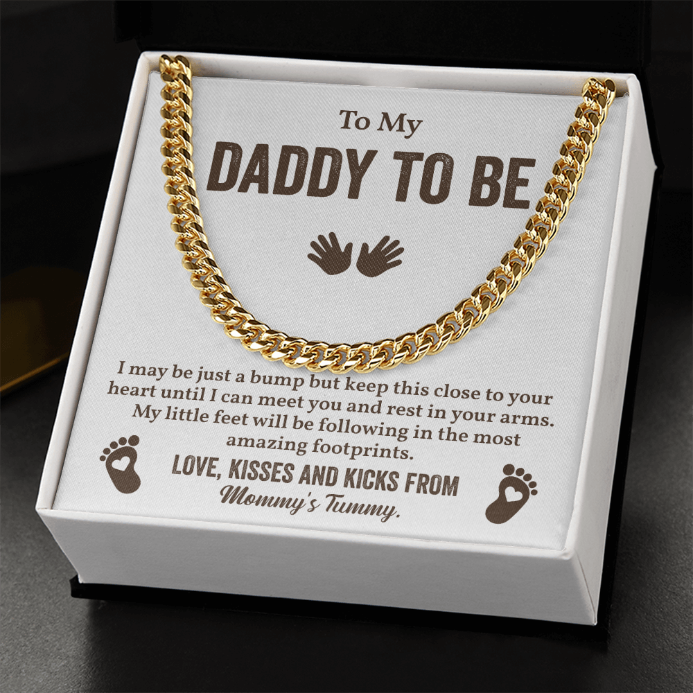Daddy to Be Cuban Chain Gift From Baby Bump with Message Card